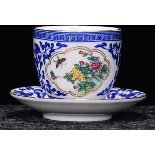 Jingdezhen Glaze Color Blue And White Porcelain Gold Teacup Single Cup Under Glazed Tea Blow Kung Fu Pu'er Black Tea Teaware