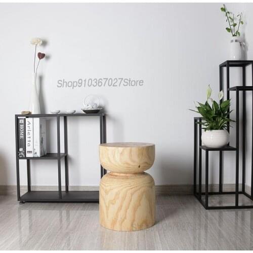 Nordic Log Stool Solid Wood Pier Stool Home Side Table Stump Hotel Decoration Coffee Table Creative Wooden Pile Stool