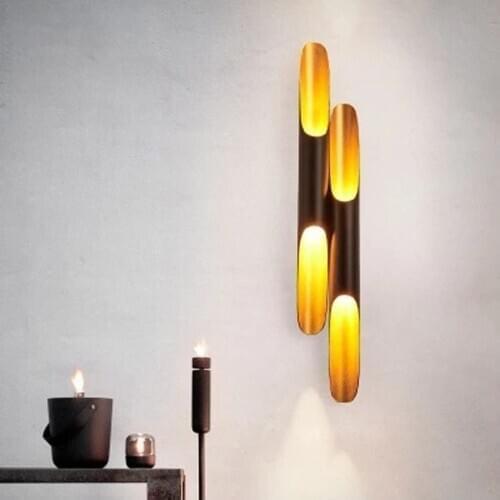 Vintage Wall Light Creative Bamboo Shaped Personality Bar Wall Lamp Cafe Dinning Room Bedroom Bedside Beveled metal Wall Lamp