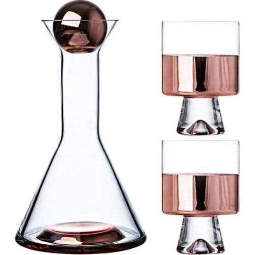 High Quality 250-1000ml Light Luxury Bar Set Red Wine Whiskey Brandy Vodka Decanter Electroplating Wine Pot Drinkware Cup
