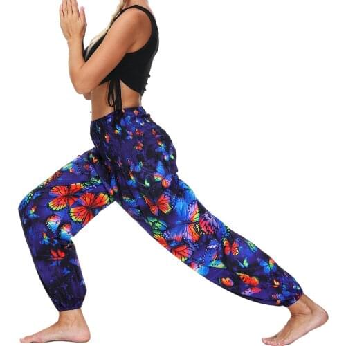 Women 2021 Summer New Fashion Casual Harem Pants Trousers Female Pocket Print Loose Bloomers Pant Streetwear #T2G