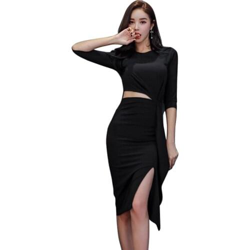 Women Elegant Party Dress Autumn Sexy O-Neck Skinny Dress Office Lady Dresses