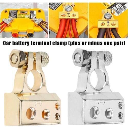 1 Pair Car Battery Terminal Connectors Kit 0/4/8 AWG Positive Negative Car Battery Post Clamp for Car Auto Caravan Marine