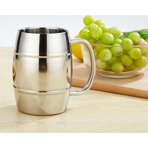1Pc 500ml Coffee Cup Portable Stainless Steel Beer Mug with Handle Handy Milk Pot Kitchen Bar Drinking Tools