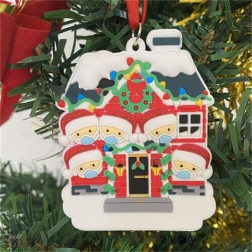 1Pc Personalized Christmas Family Santa Resin Red House Christmas Tree Pendant Home Party Hanging Ornaments Gifts