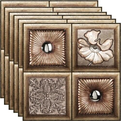 10Pcs European Classical Pattern Wall Sticker DIY Removable Tile Self-Adhesive Waterproof Bathroom Home Decoration