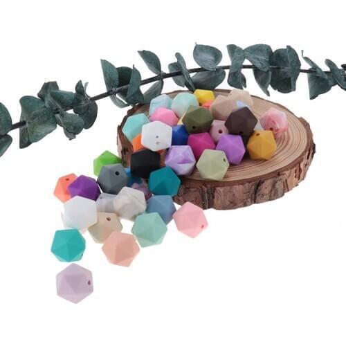 100PCS Silicone Bead Icosahedron14mm Chewable Silicone Beads For Baby Teething Necklace Pacifier Chain Bpa Free Food Grade