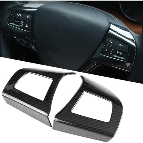 2pcs Carbon Fiber Style Car Styling Inner Steering Wheel Cover Trim Frame Stickers for Maserati Levante 2017-2018