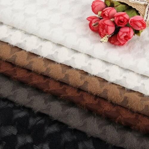 2021 Newest Fluffy Lace Cloth Geo Houndstooth Embroidered Lace Cloth Womens winter Cotton Cloth Hollow Lace Fabric