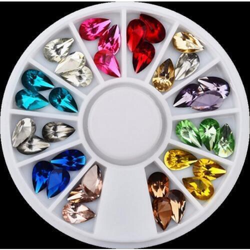 DIY 3d Glitter Nail Art Rhinestones Crystal Wheel Design Mix Colors Acrylic UV Gel Nail Tips Gems Decoration Manicure tools