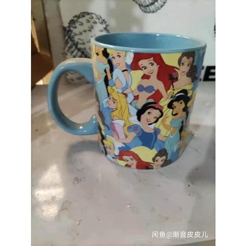 400ML Disney Animation Genuine Cartoon Cup Cinderella Mug Milk Cup Cute Girl Water Cup Porcelain Cup Childrens Gifts