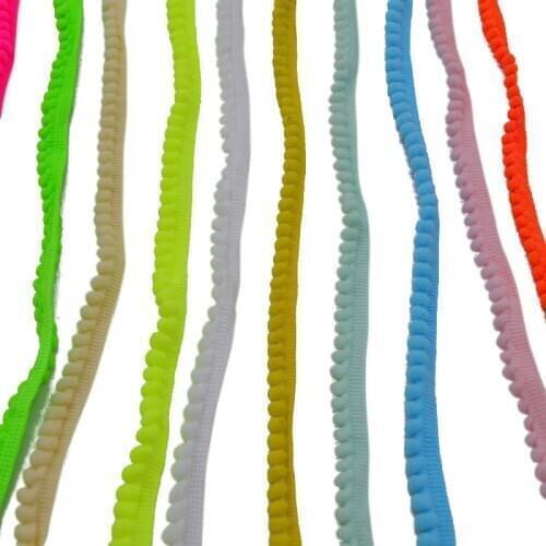 5yards/lot 5mm Pompom Trim Pom Pom Bobble Braid Tassel Ball Fringe Ribbon Lace Fabric DIY Material Crafts Sewing Accessories