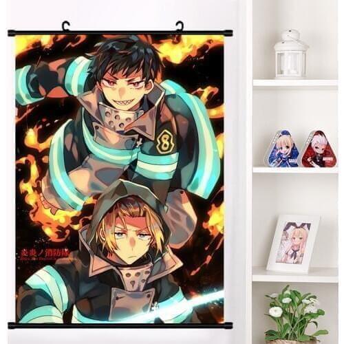 Anime Enn Enn No Shouboutai Fire Force Arthur Boyle Iri Wall Scroll Mural Poster Wall Hanging Poster Otaku Home Decor Collection