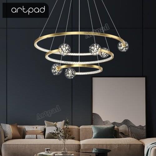 Artpad Creative Spiral/Round Design Living Room Led Chandelier 42W 12-42 Led For Bedroom Kitchern Home Ceiling Chandelier Light