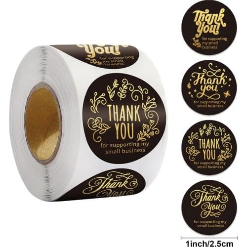Bronzing Thank You Sticker for Supporting My Small Business Seal Labels Envelope Sealing Sticker Black Gold Stationery Sticker