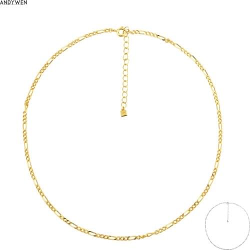 ANDYWEN 925 Sterling Silver Gold Locker Chain Choker Necklace New 2021 Long Line Jewels Rock Punk Fashion Luxury Fine Jewelry
