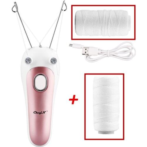 CkeyiN Facial Hair Remover Women Cotton Thread Epilator Trimmer Body Hair Removal Ladies Shaver Lip Chin Cheeks Recharegable 50