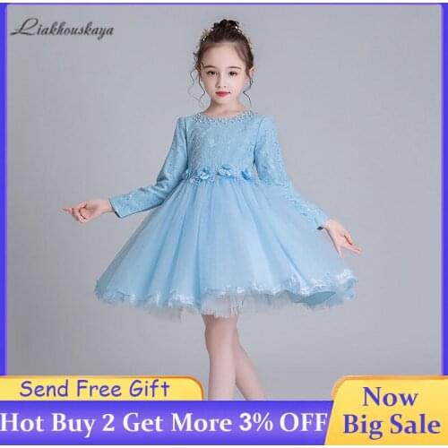 Children Evening Party Dresses Elegant Girls Princess Dress 2020 Spring Lace Party Dress Teens Prom Dresses Birthday Party Dress