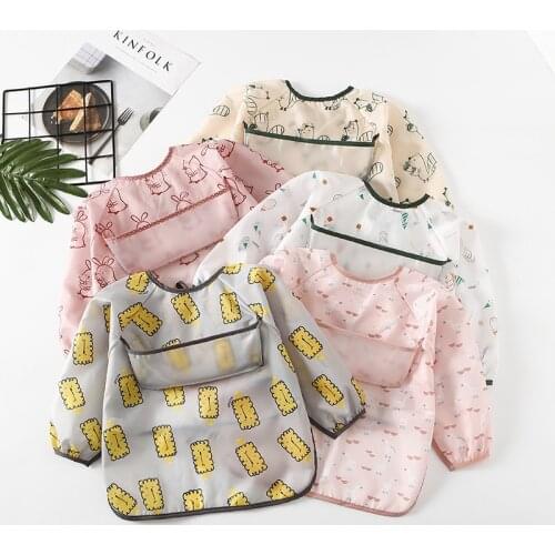 2021 Long Sleeve Bibs For Children Waterproof Anti-Dirty Newborn Baby Boys Bib Cute Baby Assecoires Baby Feeding For Girls