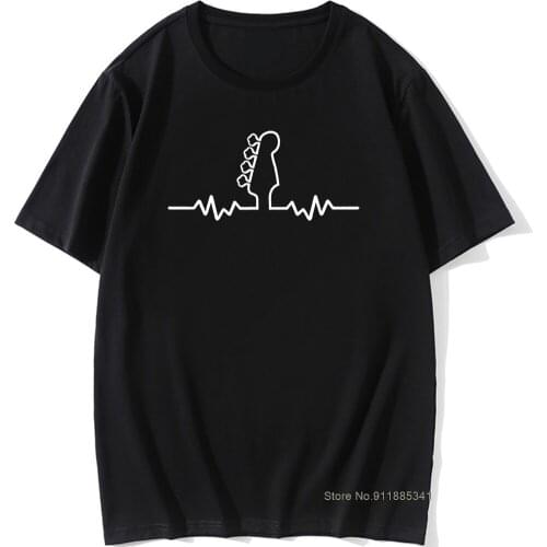 Hot New Creative Design Guitar Lifeline T Shirt Men Heartbeat Fashion Summer Cotton Print Vintage TShirts