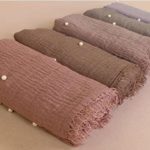 High Quality Plain Crinkled hijab Bubble Cotton Scarf pearl Shawl Muslim Headband Wrap bandana Large Size 20PCS/Lot 40 Colors