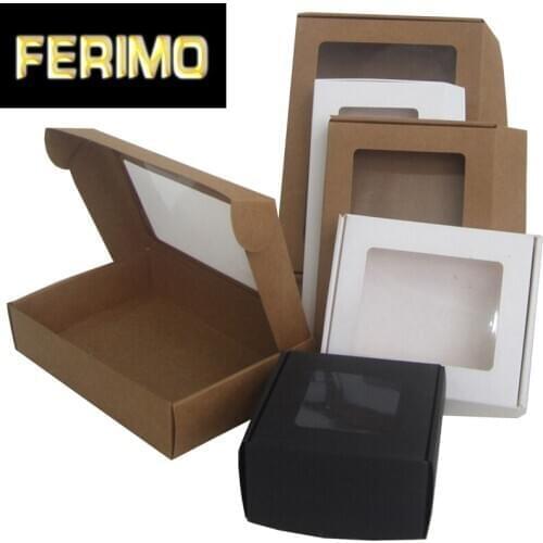 Cajas De Carton Window Paper Large Gift Box Packaging Custom Black Kraft Paper Box Multi Size Big Packing Box Cardboard Boxes