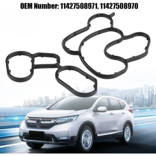 2Pcs Car Engine Oil Filter Housing Gasket Set Oil Cooler Seal Gaskets Kit 11427508971 11427508970 Car Accessories Fit for BMW