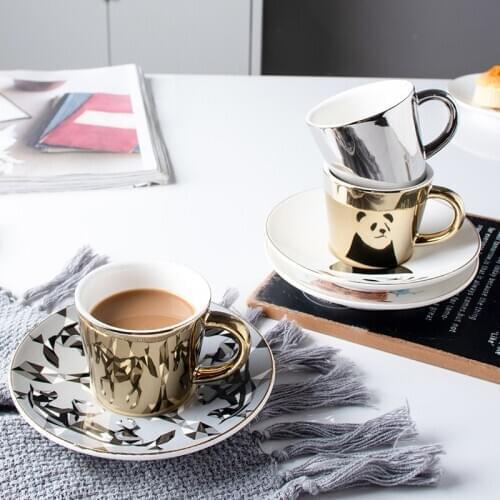 Creative Leopard Anamorphic Cup Mirror Reflection Cup Tiger Zebra Mug Luycho Coffee Tea Set With Coaster 220ml WF1015