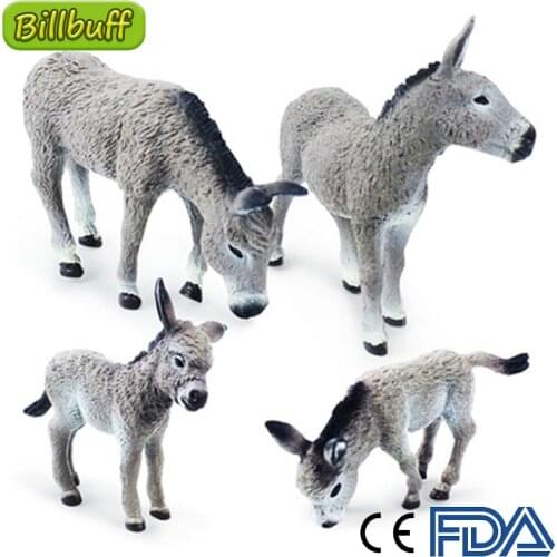 Simulation Wil Animals Models PVC Action Figures Grey look Up Donkey Deer Collection Dolls Toys for Children Gift Decoration Toy