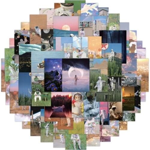 60pcs Cartoon Girl Heart Astronaut Stationery Stickers Battery Car Luggage Refrigerator Scooter Notebook Graffiti Stickers