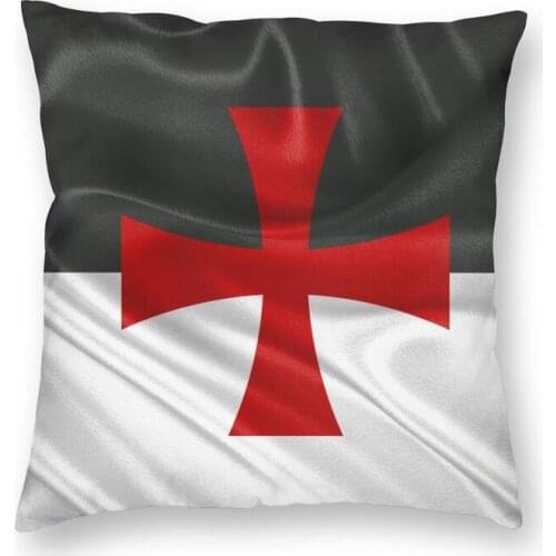Flag Of Knights Templar Square Pillowcover Decoration Medieval Crusades Cross Cushions Throw Pillow for Sofa Double-sided Print