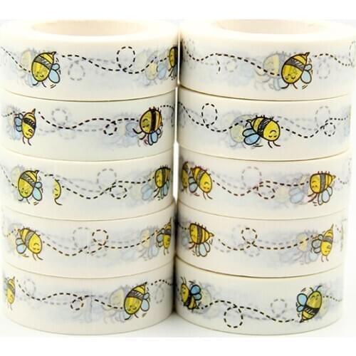 New 10pcs/set 15MM*10M Cute Decorative bees Washi Tape DIY Scrapbooking Masking animal Tape School Office Supply stationery
