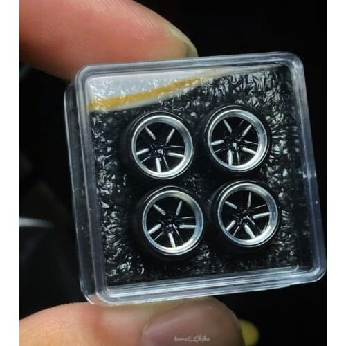 New 4PCS Chika Handmade Modify Parts 9.4mm Tires and Wheels Mesh Suit for 1/64 Model Car HW/ Tomy