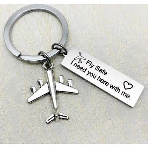 Oeinin Charms Key Chain Man Model Fly Safe Keychain Bag Lovers Silver Color Keyring Stainless Steel Pendant Creativity Llavero