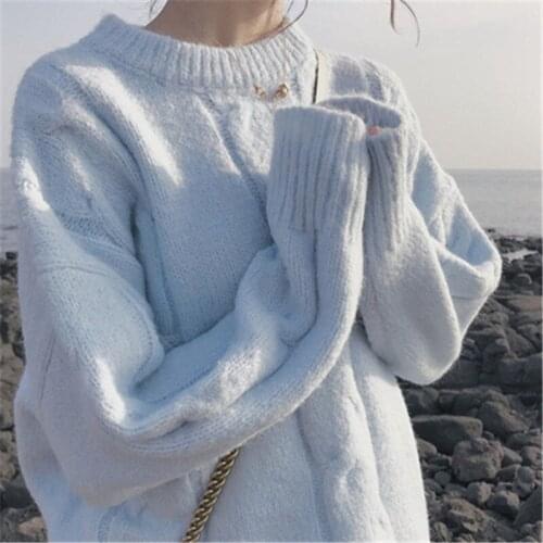 2021 Women Autumn Winter New Sweater Pullovers Female Long Sleeve Solid Ladies Jumpers Ladies Loose Casual Knitted Tops R554