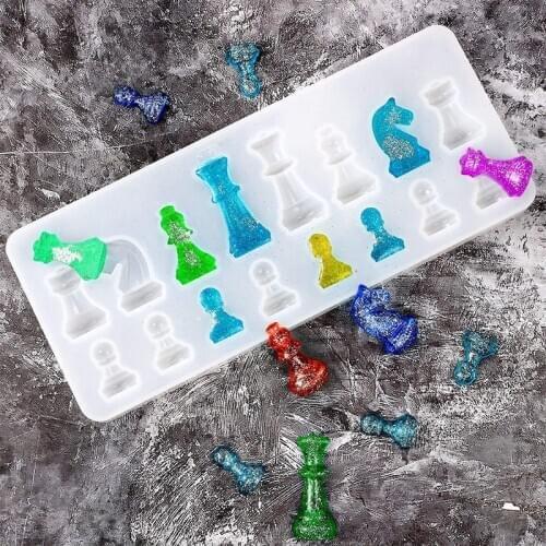 QIAOQIAODIY Internationale Schaken Shape Silicone Mold DIY Klei UV Epoxyhars Mal Hanger Mallen voor sieraden