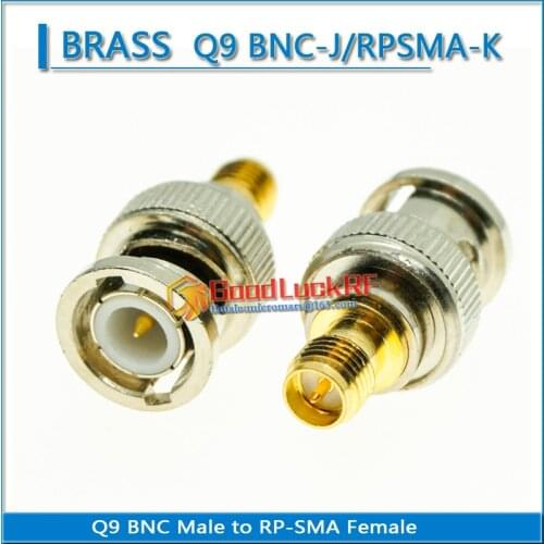BNC To RP SMA Cable Connector Socket Q9 BNC Male Jack To RP SMA Female Plug Nickel Plated Brass Straight Coaxial RF Adapters