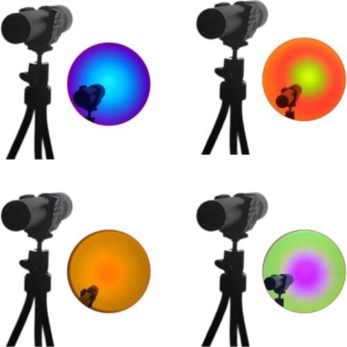 Romantic Rainbow Sunlight Projection Lamp USB Rechargeable Desktop Projector Night Light Elegant Effect Home Bedroom Lighting