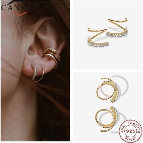 CANNER 100% 925 Sterling Silver Stud Earrings for Women European & American Fashion Torsion Bar Earings Piercing Earring Jewelry