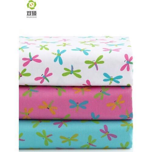 Shuanshuo Dragonfly Print Cotton Fabric Telas Tecido Quilting Tissu Sewing Tissus Meter Patchwork Fabric40*50cm 45PCS/Lots