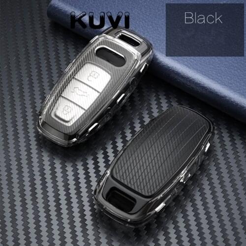 Carbon fiber pattern TPU car key case cover Bag For Audi A6 C8 A7 A8 Q8 2018 2019 car accessories durable car styling new