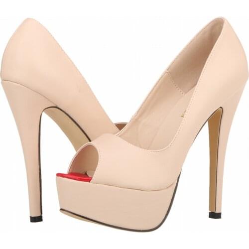 Big Size 34-42 Sexy Party Shoes Shallow Wedding Women Super High Heels 14cm Soft Flock Pumps Peep Toe Platform Dress Shoes Woman
