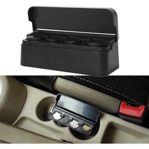 Universal Car Coin Holder Black Plastic Auto Coin Case Storage Box Holder Container Car Orginazer Accessories