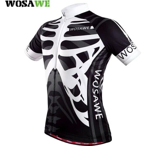 WOSAWE Skeleton Cycling Jersey Polyester Quick Dry Short Sleeve Bike Jersey Mallot Ciclismo