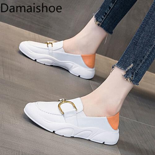 Womens White Shoes 2021 Autumn New Casual All-Match Fashion Two-Piece Comfortable Slip-on Soft Bottom Temperament Flats Shoes