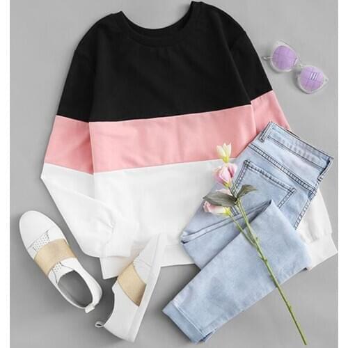 Women Tops Long Sleeve Running Shirt Crew Neck Fall soft Women Sweatshirt Fitness Sport Cut Sew Patchwork Pullovers