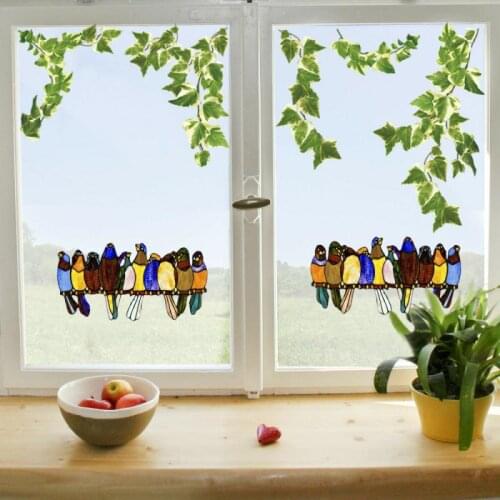 1PCS Window Stickers Bird Wall Stickers Stain Glass Window Decoration Bird Sticker Vivid Cute Wall Decals Home Decor Window