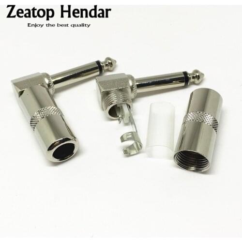 100Pcs Metal 6.35MM Male 90 Degree Right Angle Mono Plug 6.35mm Microphone Audio Guitar Jack Connector