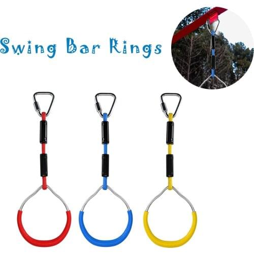 3 PCS Swing Bar Rings Colorful Backyard Outdoor Gymnastic Ring Ninja Obstacle Course Kit Adjustable Playground Playset Equipment