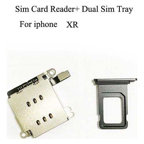 5set/lot for iPhone XR Dual SIM Card Reader flex cable +SIM Card tray Holder Slot Adapter Replacement Parts